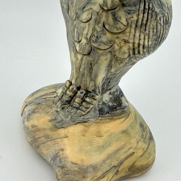 Vintage 1960's Crushed Oyster Shells Owl Figurine Sculpture Handmade Tan 4.75" H - Picture 9 of 10